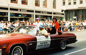 With Jonathan Ned Katz as Grand Marshall at New York City Gay and Lesbian Pride march, 1999