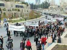 The long procession moves thru the streets of Jerusalem