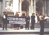 Women in Black vigil in New York against violence, 30 Sept 2000 - photo by Shebar Windstone